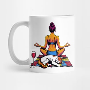 Woman Cat Wine Meditation Mug